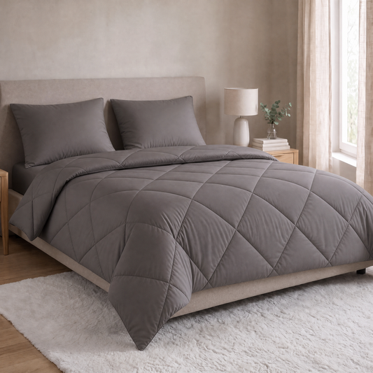 Zelesta Comfort Uni Diamond Kissenbezüge Set mit 2 Stück - Braun-Grau