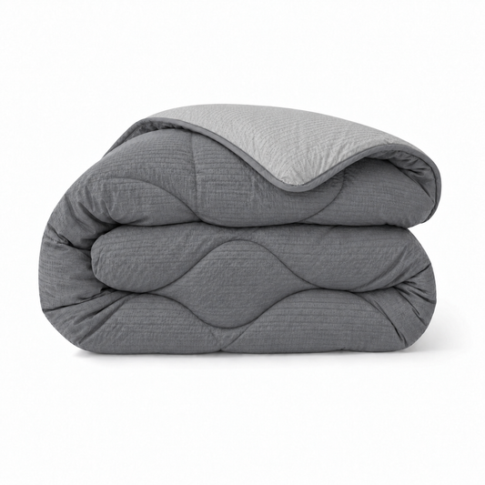 Zelesta Comfort Structure Seersucker Couette - Gris & Gris Clair